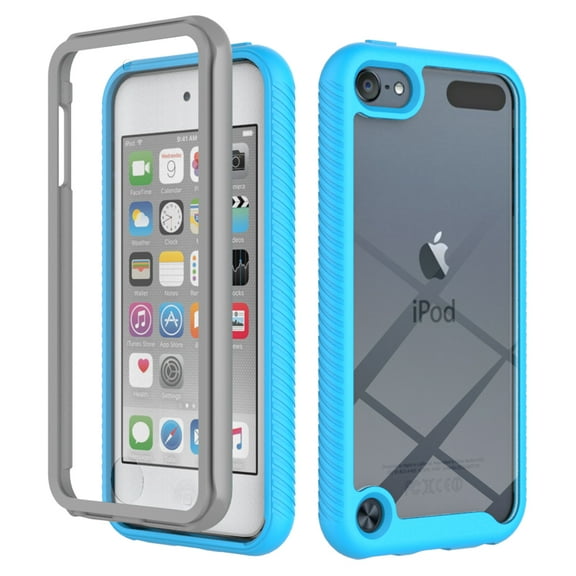 iPod Touch 7th Generation Case, iPod Touch 6th/5th Gen Case, Dteck Built-in Screen Protector Full Body Rugged Shockproof Case Hard Protective Cover for Apple iPod Touch 7th/6th/5th Gen,Light Blue