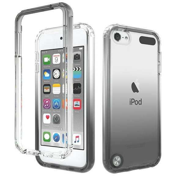 iPod Touch 7th Generation Gradient Clear Case, iPod Touch 6th/5th Gen Case, Dteck Rugged Shockproof Case Hard Protective Cover for Apple iPod Touch 7th/6th/5th Gen,Black