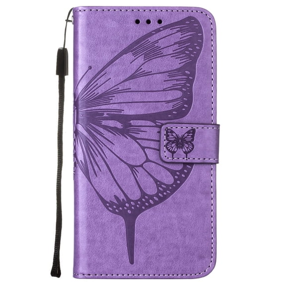iPod Touch Case for iPod Touch 7th 6th 5th Generation, PU Leather Butterfly Embossed Folio Flip Stand Shockproof Wallet Case Cover for Apple iPod Touch 7 2019, iPod Touch 6/5, Lightpurple