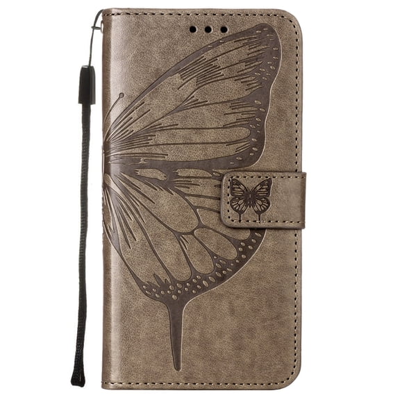 iPod Touch Case for iPod Touch 7th 6th 5th Generation, PU Leather Butterfly Embossed Folio Flip Stand Shockproof Wallet Case Cover for Apple iPod Touch 7 2019, iPod Touch 6/5, Gray
