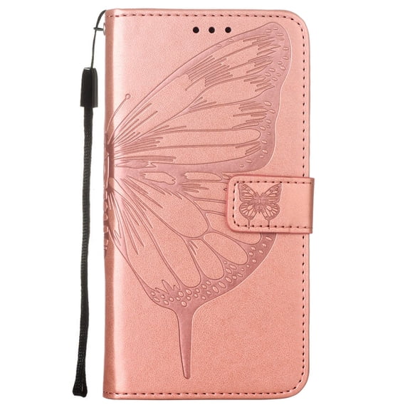 iPod Touch Case for iPod Touch 7th 6th 5th Generation, PU Leather Butterfly Embossed Folio Flip Stand Shockproof Wallet Case Cover for Apple iPod Touch 7 2019, iPod Touch 6/5, Rosegold