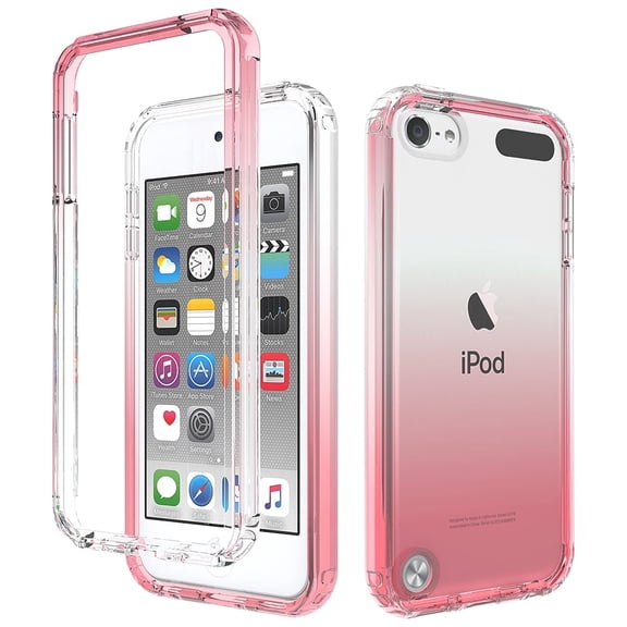 iPod Touch Case, iPod Touch Cover 7th 6th 5th Generation, Gradient Color Case for Girls Women Clear TPU Anti-yellow Anti-scratch Shockproof Case for Apple iPod Touch 7th 6th 5th Gen, Red