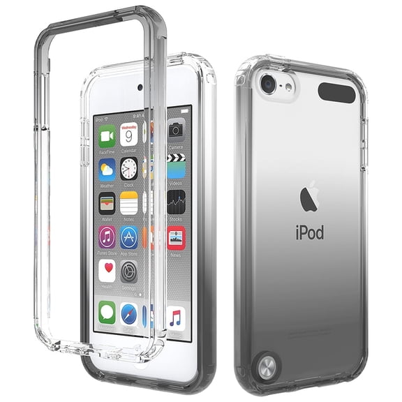 iPod Touch Case, iPod Touch Cover 7th 6th 5th Generation, Gradient Color Case for Girls Women Clear TPU Anti-yellow Anti-scratch Shockproof Case for Apple iPod Touch 7th 6th 5th Gen, Black