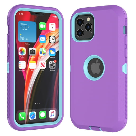 iPone 12 Pro Max case, Takfox 3 in 1 Dual Layer Shockproof Drop Protection Hybrid Bumper Rugged Rubber Cover Defend Matte Phone Case for iPhone 12 Pro Max 5G6.7"-Purple