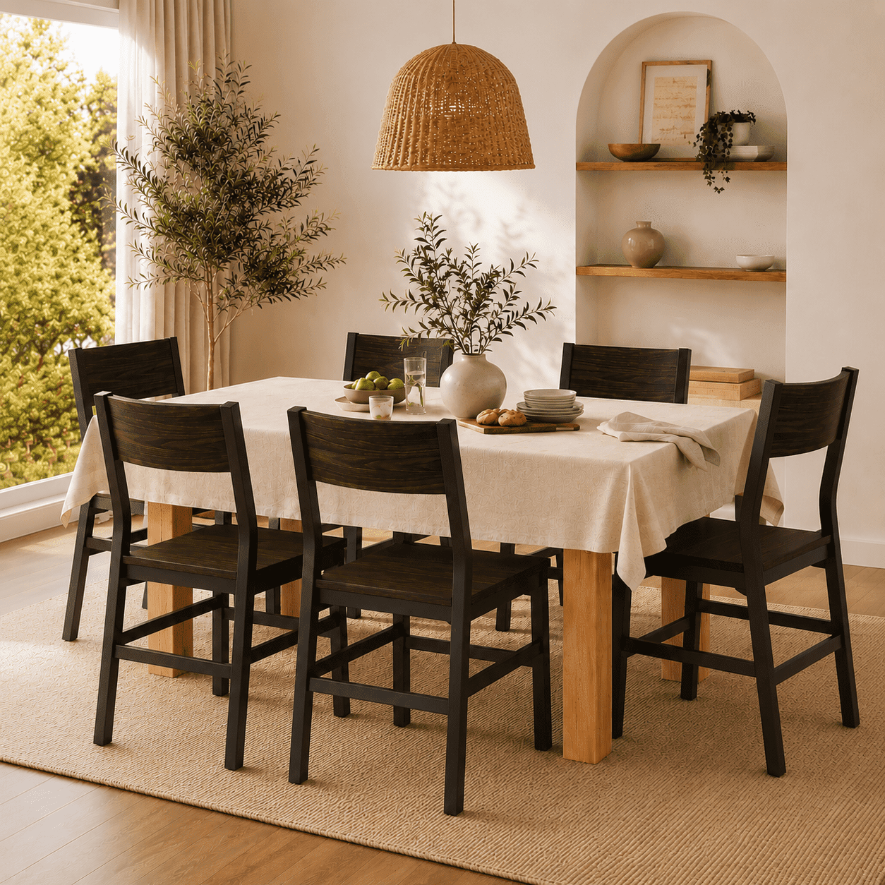 iPormis 35''Tall Dining Chairs Set of 6, Dining Room Chairs with MDF Board & Metal Frame, Perfect for Small Space, Easy Clean,Espresso