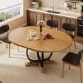 thumbnail image 1 of iPormis 59'' Extendable Round Dining Table for 4 to 8, Kitchen Table with Sturdy X-Base Metal Legs, MDF Board , Space Saving, Easy Assembly,Oak, 1 of 8
