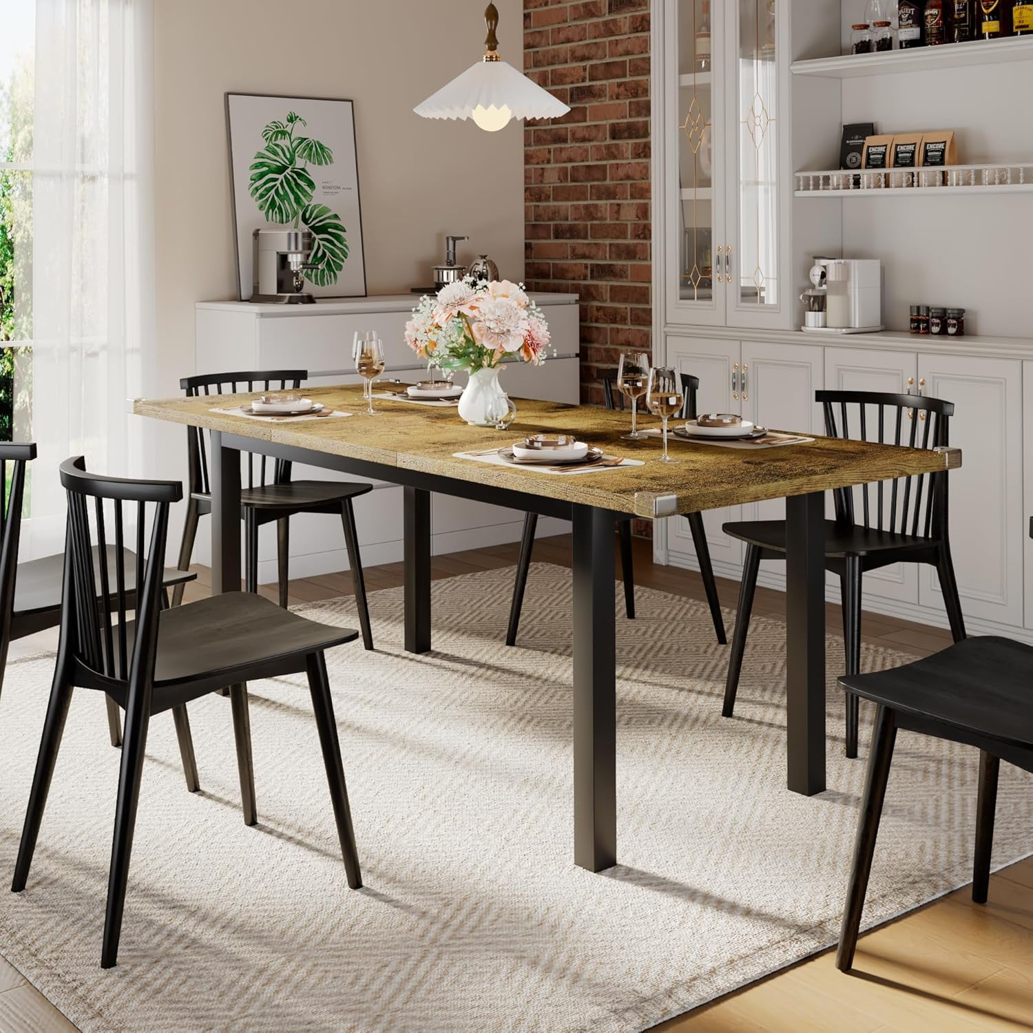 iPormis 63" Extendable Dining Table for 4-8, Square Wooden Dining Room ...