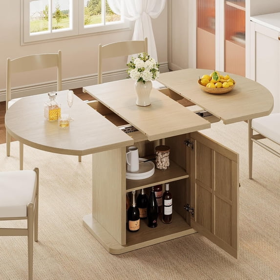 Mdf Tech iPormis Extendable Round Dining Table for 4-6, 59'' Modern Kitchen ...