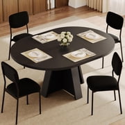 iPormis Extendable Round Dining Table, 59 Wooden Kitchen Table, Seats 4-6 People, Sturdy Circle Dining Room Table for Kitchen/Living/Dining Room, Black