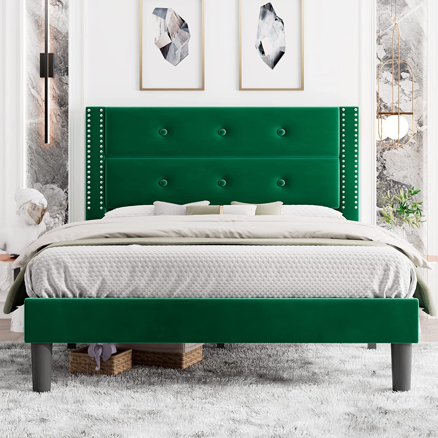 zunatu 14Inch Metal Bed Frame Platform Heavy Duty Sturdy Foundation