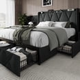 thumbnail image 1 of iPormis Queen Size Bed Frame with Charging Station , Upholstered Bed with 4 Storage Drawers,Dark Grey, 1 of 8