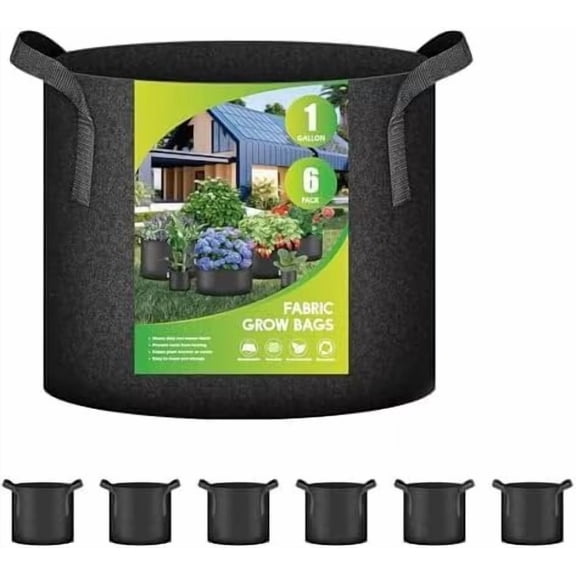 iPower 1 Gallon 6-Pack Plant Grow Bag Fabric Pots Containers-Black