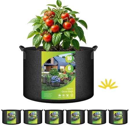 iPower 10 Gallon 6-Pack Plant Grow Bag Fabric Pots Containers