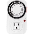 thumbnail image 1 of iPower 24 Hour Plug-in Mechanical Electric Timer, Switch with Programmable Plug, AC 1725W 1/2 HP, UL Listed, Accurate Heavy Duty 3-Prong for Lamps Fans Christmas String Lights, 1 of 7