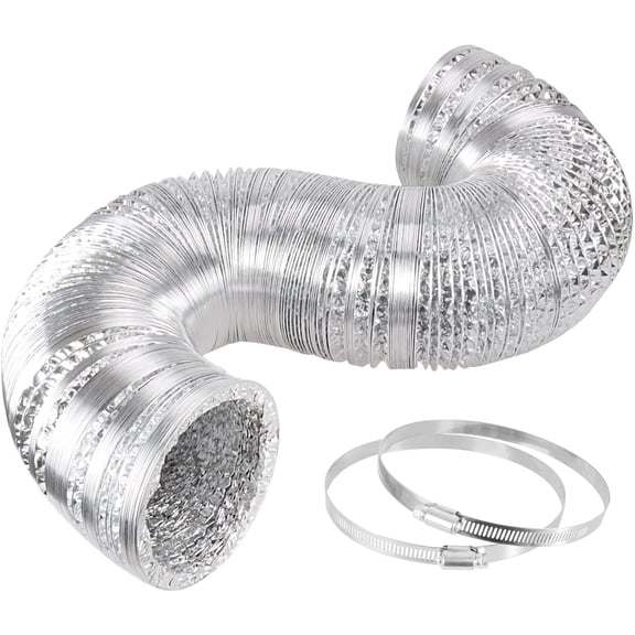 iPower 14 inch 25 ft Non-Insulated Flex Air Aluminum Dryer Vent Hose HVAC Ducting, Silver