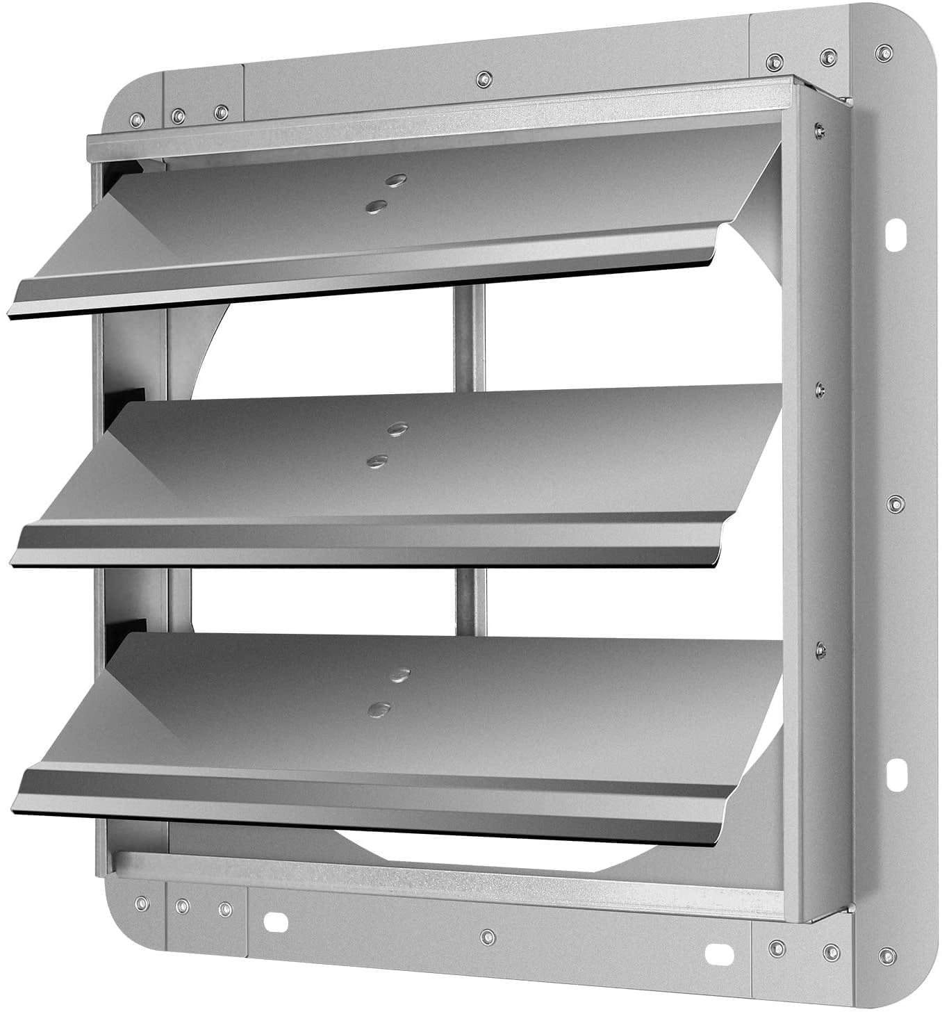 iPower 16-inch Square Automatic Gravity Shutter Louver Vent, Silver