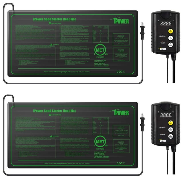 iPower 2 Pcs Warm Hydroponic Seedling Heat Mat and Digital Thermostat