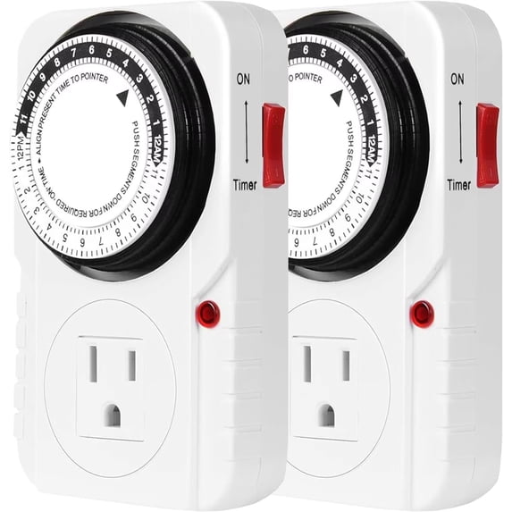 iPower 24 Hour Plug-in Mechanical Electric Timer, Switch with ...