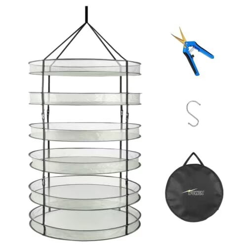 iPower 3 Feet 6 Layer Herb Drying Rack Hanging Foldable Dry Net with ...