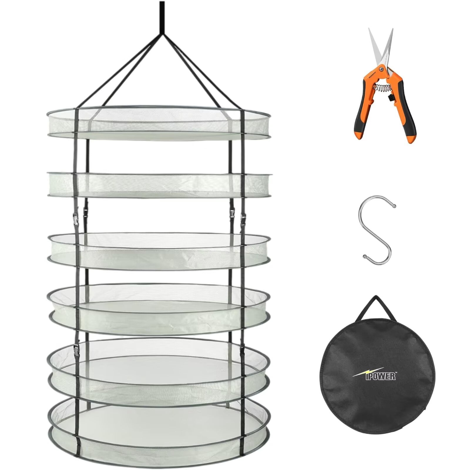 Flower Seed Drying Rack iPower 3 Feet 6 Layer Herb Drying Rack Hanging Foldable Dry Net with ...