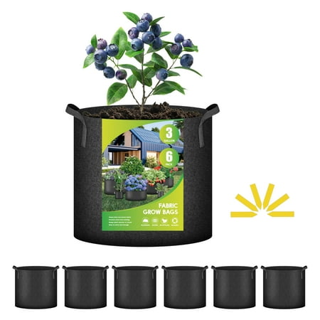 iPower 3 Gallon 6-Pack Plant Grow Bag Fabric Pots Containers-Black