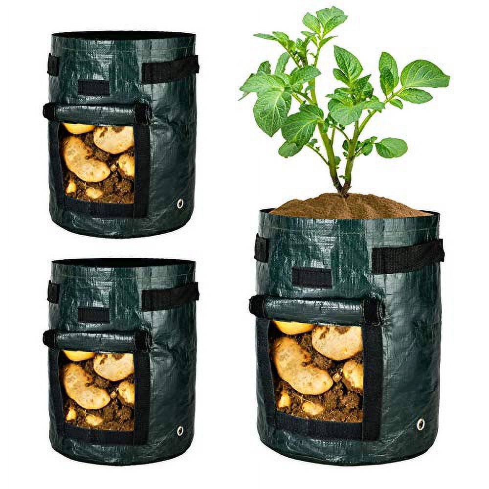 iPower 3Pack 7Gallon Potato Grow Bags Garden Waterproof Reusable