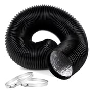 iPower 4 Inch 16 Feet Flexible Aluminum Ducting with 2 Clamps Included 4 Layer Protection Dryer Vent Hose for HVAC Heating Cooling Ventilation and Exhaust, Black