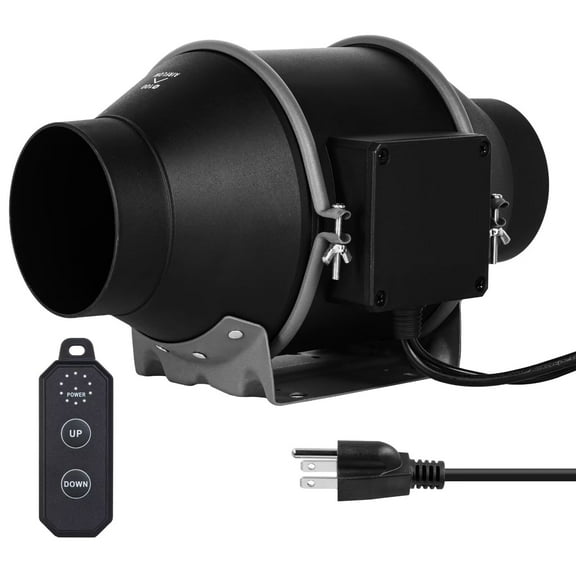 iPower 4 Inch Inline Duct Fan with 10-speed Controller, 214 CFM Ventilation Exhaust Fan EC Motor for Heating Cooling Booster, Hydroponics and Grow Tents, Black