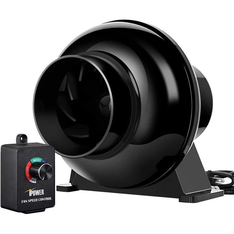 iPower 4 inch 195 CFM Inline Duct Ventilation Fan HVAC Vent Blower for Hydroponics Grow Tent