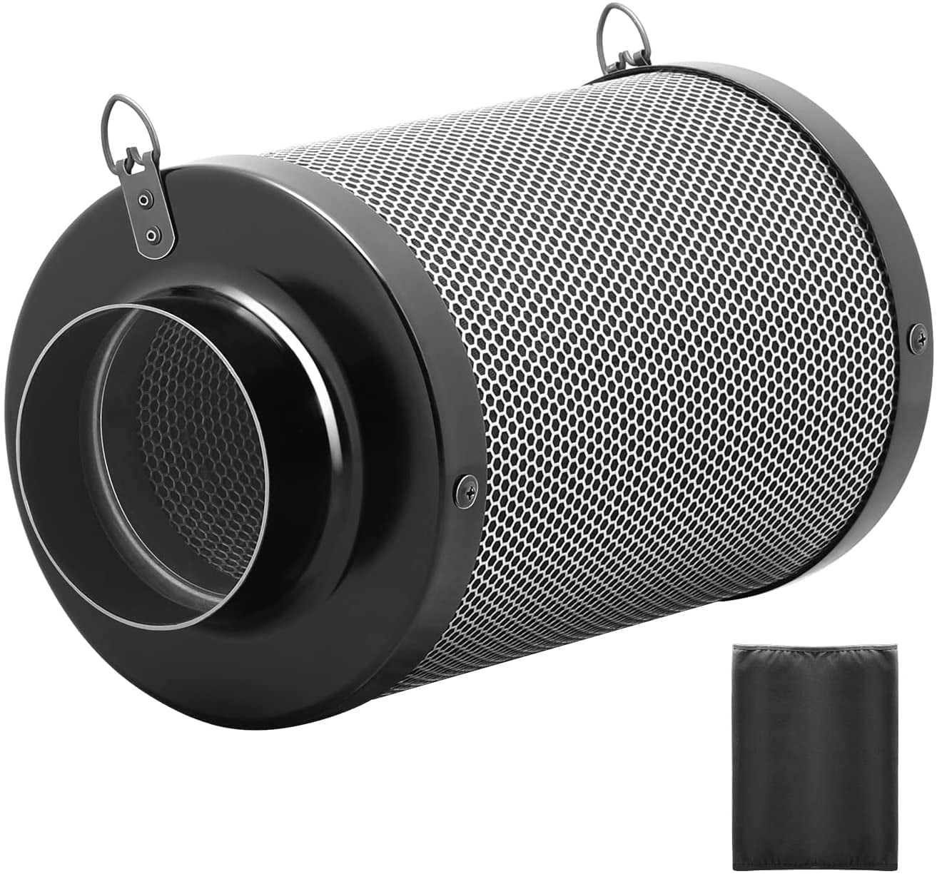 iPower 4 inch Air Carbon Filter Odor Control with Premium Charcoal and Reversible Flange for Inline Duct Fan/Grow Tent, Black