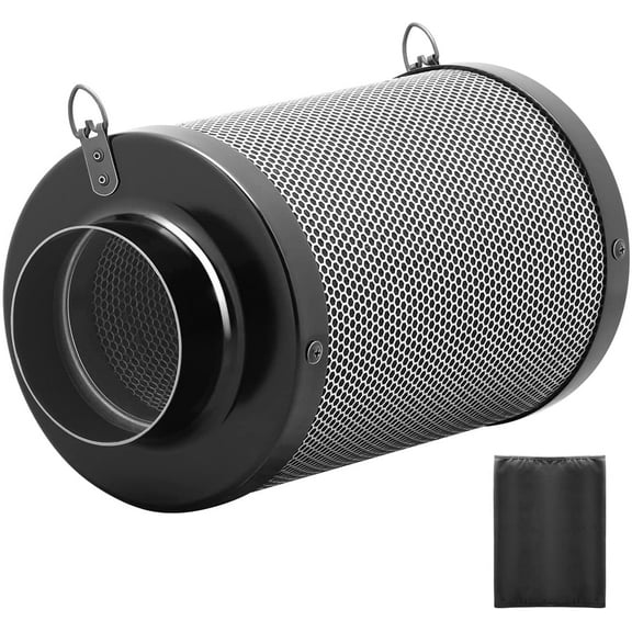 iPower 4 inch Air Carbon Filter Odor Control with Premium Charcoal and Reversible Flange for Inline Duct Fan/Grow Tent, Black