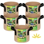 iPower 5-Pack 1 Gallon Plant Grow Bags Thickened Nonwoven Aeration Fabric Pots Heavy Duty Durable Container