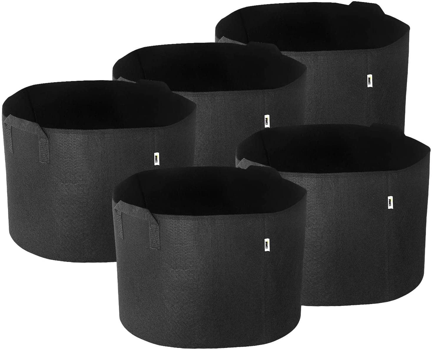Lotfancy 5 Gallon Grow Bags, 7-Pack, Thickened Felt Fabric Pots with Reinforced Handles, Size: 5 Gallon, 7 Pack, Black