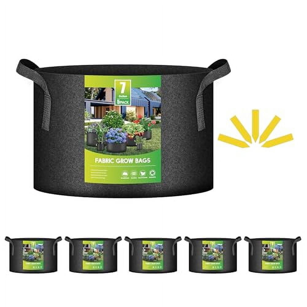 Black 7-Gallon Breathable Fabric Grow Bags for Indoor/Outdoor Plants