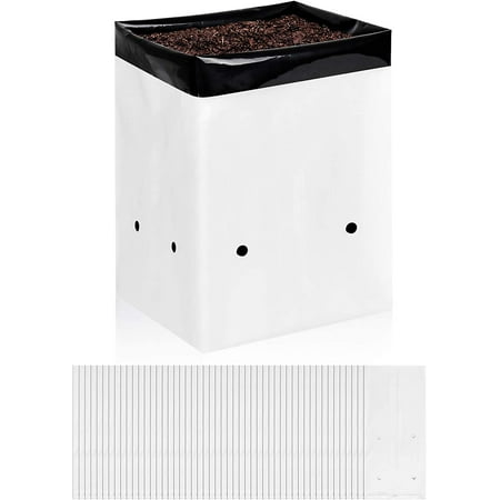 iPower 50-Pack 2 Gallon Black and White Grow Bags Panda Film Containers for Plants, Seedling and Rooting