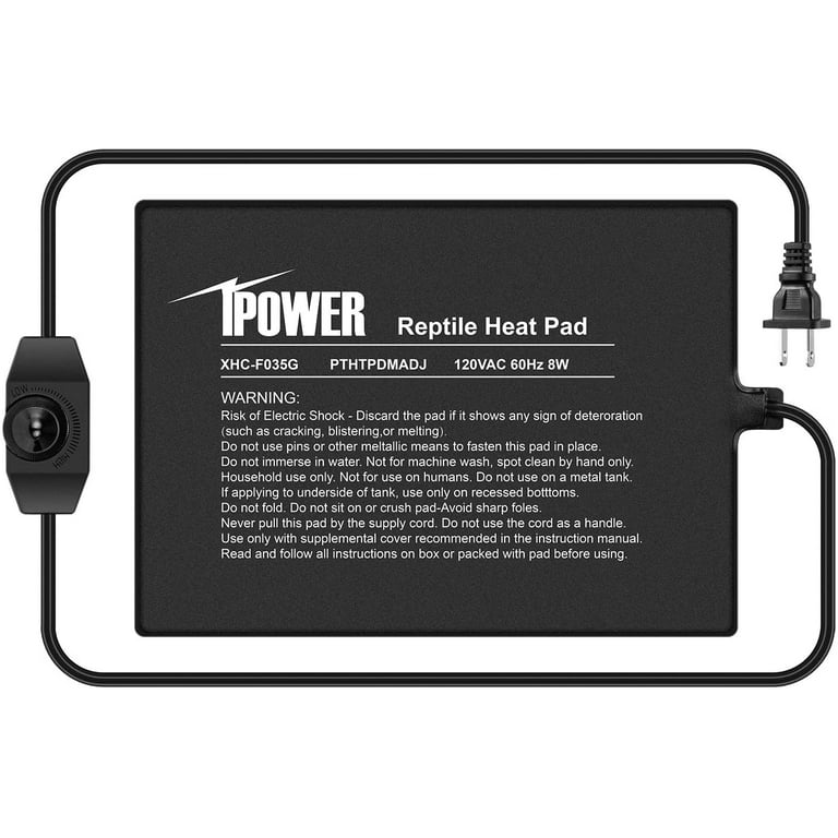 iPower 6 by 8 Inch 8 Watts Reptile Heating Mat with Temperature Controller Under Tank Warmer Terrarium Heat Pad for Reptiles and Amphibians
