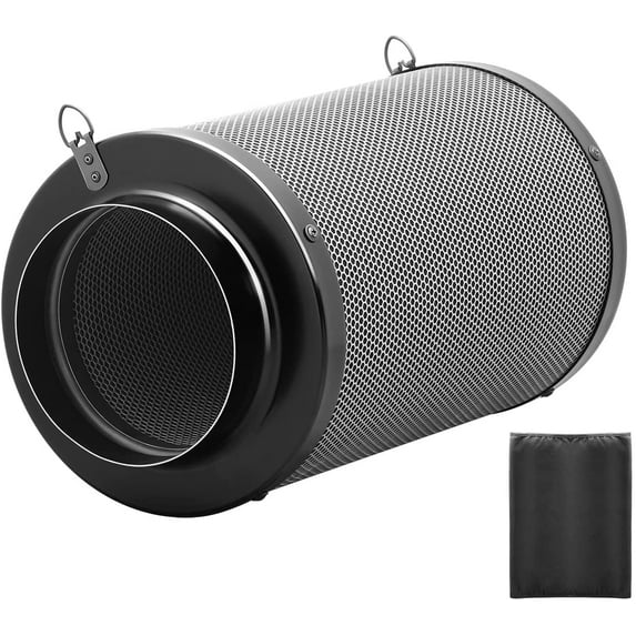 iPower 6-inch Air Carbon Filter Odor Control with Prefilter for Inline Duct Fans, Black