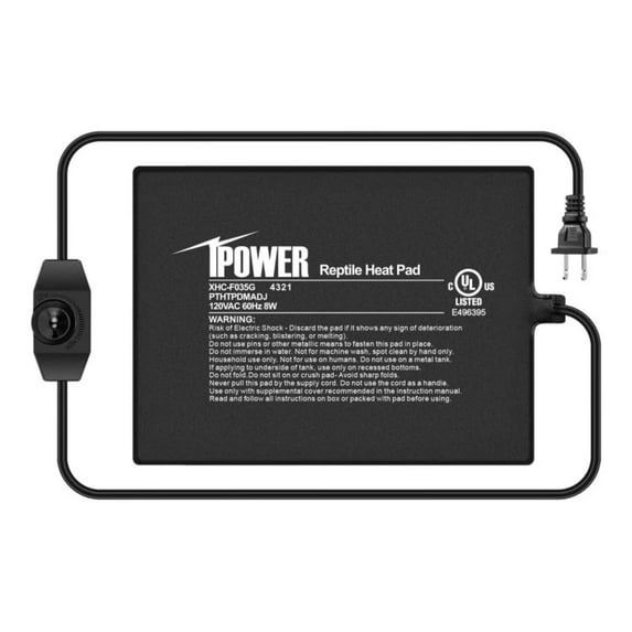 iPower 6" x 8" Reptile Heat Mat - 8W Under Tank Heater with Adjustable Thermostat for Turtles, Snakes, Lizards & Amphibians