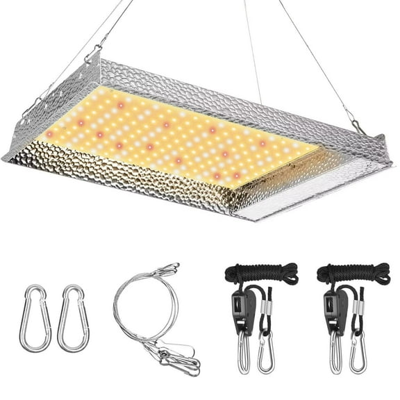 iPower 600W LED Grow Light, Sunlike Full Spectrum Plants Lamp for Indoor Hydroponic Seeding Veg and Bloom Greenhouse, 1.5x1.5ft 2x2ft Coverage, Silver