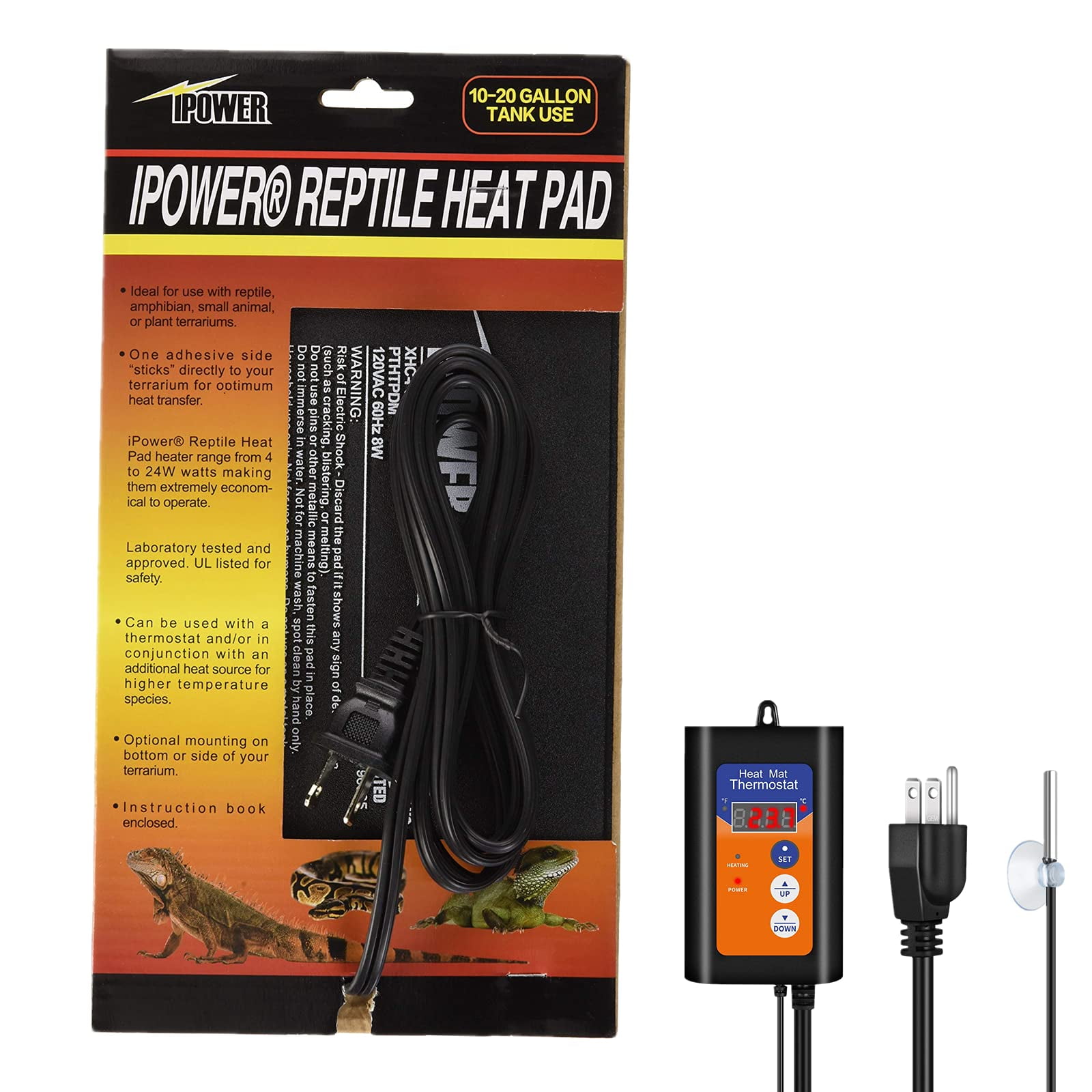 iPower 6X8 Inch Reptile Heat Pad Under Tank Heater Terrarium Warmer