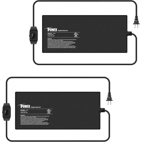iPower 8" X 18" Reptile Heat Mat - 24W Under Tank Heater with Adjustable Thermostat for Turtles, Snakes, Lizards & Amphibians, 2 Pack