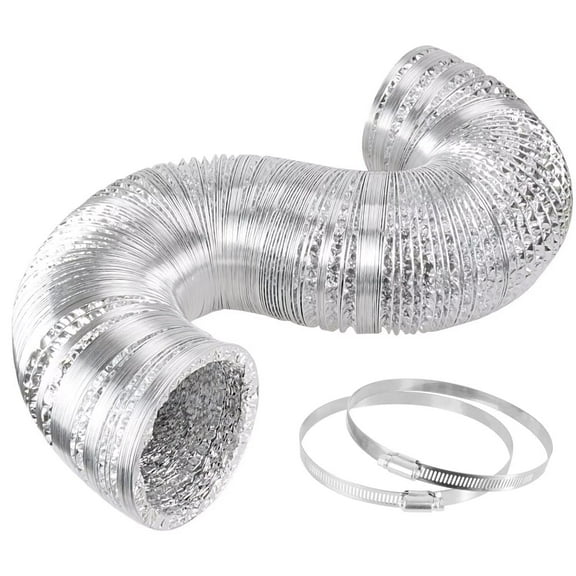 iPower 8" x 25ft Aluminum Duct Hose, Flexible Non-Insulated Ventilation for Heating Cooling & Exhaust, Silver