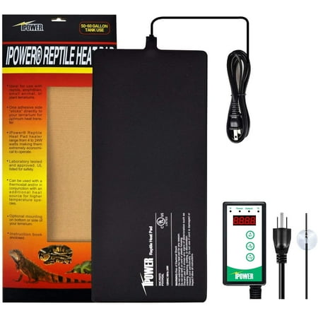 iPower 8"x18" Under Tank Heater for Reptile Terrariums Heat Mats with Digital Thermostat Temperature Controller