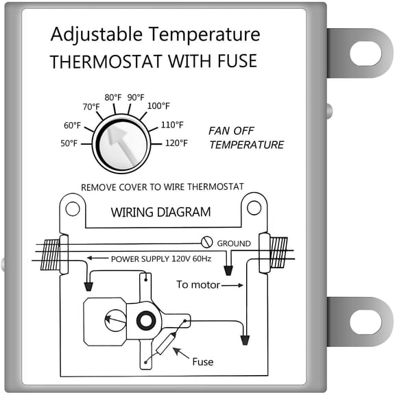 iPower Adjustable Programmable Thermostat with Fuse for Power Attic Ventilators, Replacement Thermostat, White, 1-Pack