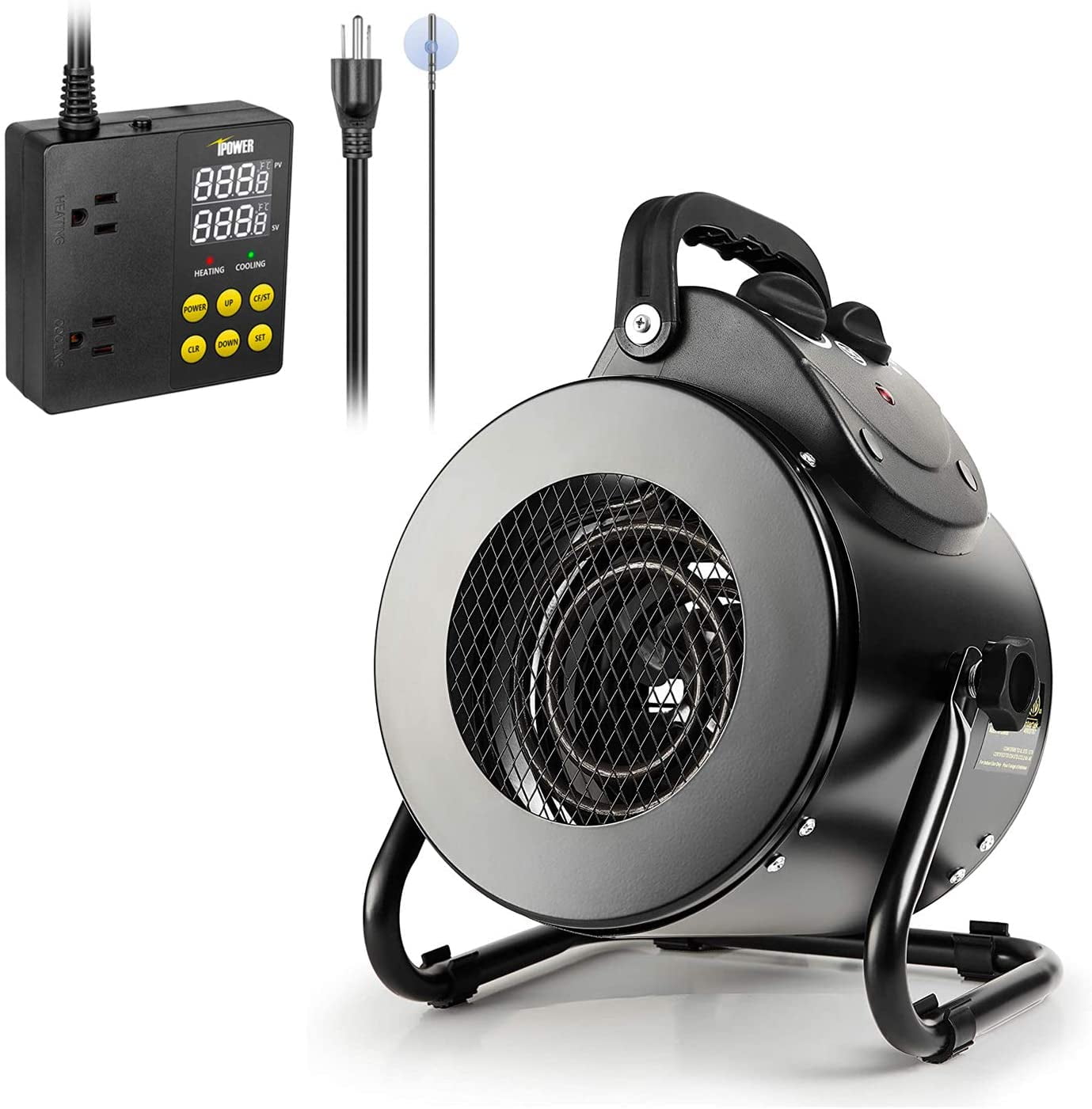 iPower Electric Metal Heater Fan with Digital Cooling Thermostat  Controller, Waterproof IPX4, 10x13.7,Black - Walmart.com