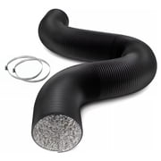 iPower 8 Inch 25 Feet Flexible Aluminum Ducting with 2 Clamps Included 4 Layer Protection Dryer Vent Hose for HVAC Heating Cooling Ventilation and Exhaust, Black