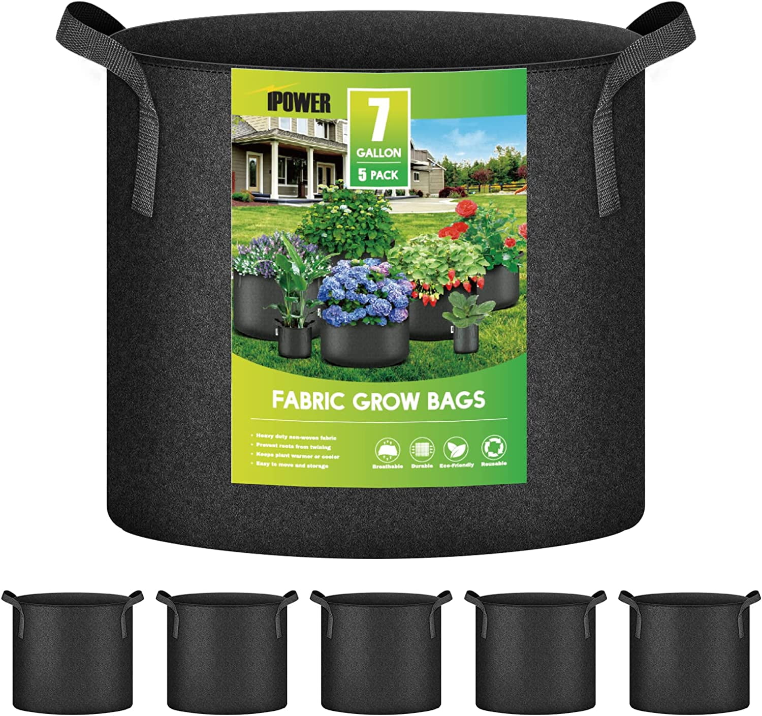  JERIA 16-Pack 5 Gallon Grow Bags, Heavy Duty Thickened  Nonwoven Fabric Pots Container with Reinforced Handles, Vegetable/Flower/Plant  Grow Pots Come with 16 Pcs Plant Labels : Patio, Lawn & Garden