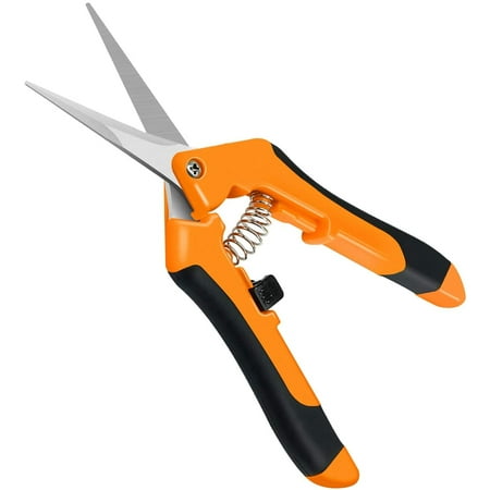 iPower Growlight GLPRNR6OR 6.5 Inch Pruning Shears Hand Pruner for Gardening Potting with Straight Stainless Steel Blades, Orange, 1-Pack