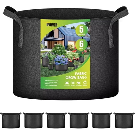 iPower 5 Gallon 6-Pack Plant Grow Bag Fabric Pots Containers-Black