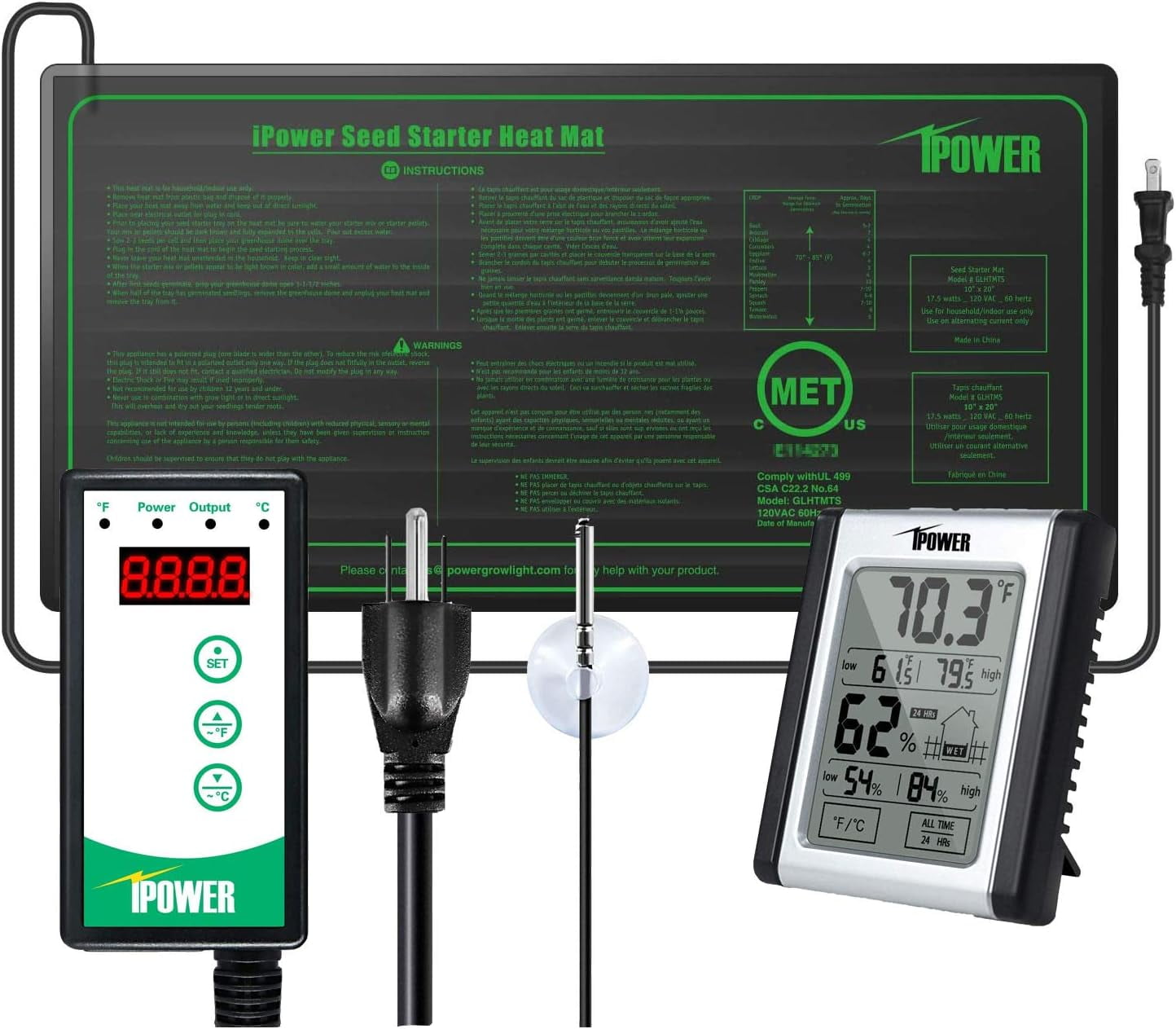 iPower Seedling Heat Mat, Hydroponic Digital Thermostat Control and